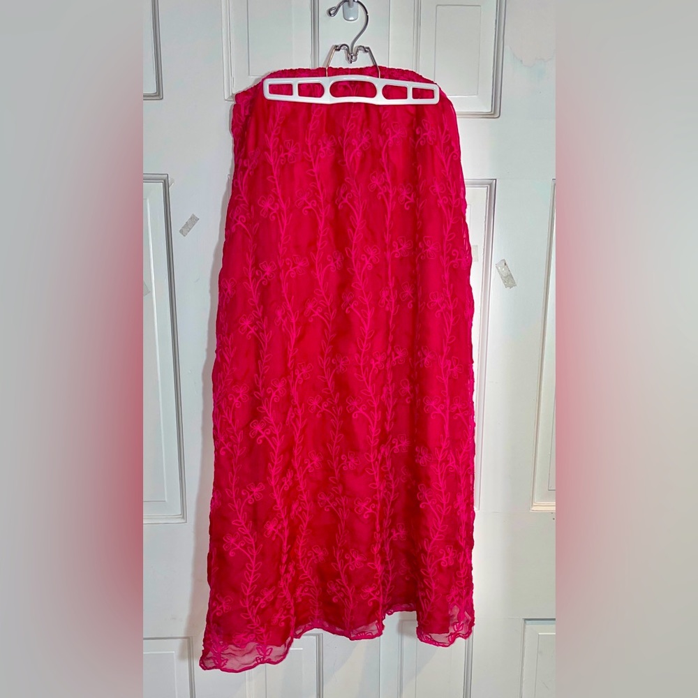 Mike & Tod Fuchsia Embroidered Silk Skirt XL VGUC